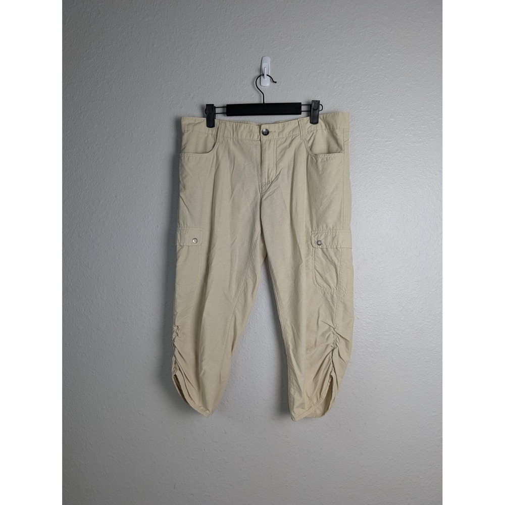 Woolrich Pants Womens 8 Beige Cargo Twill Relaxed Fit Zip Pockets Cuffed 22in